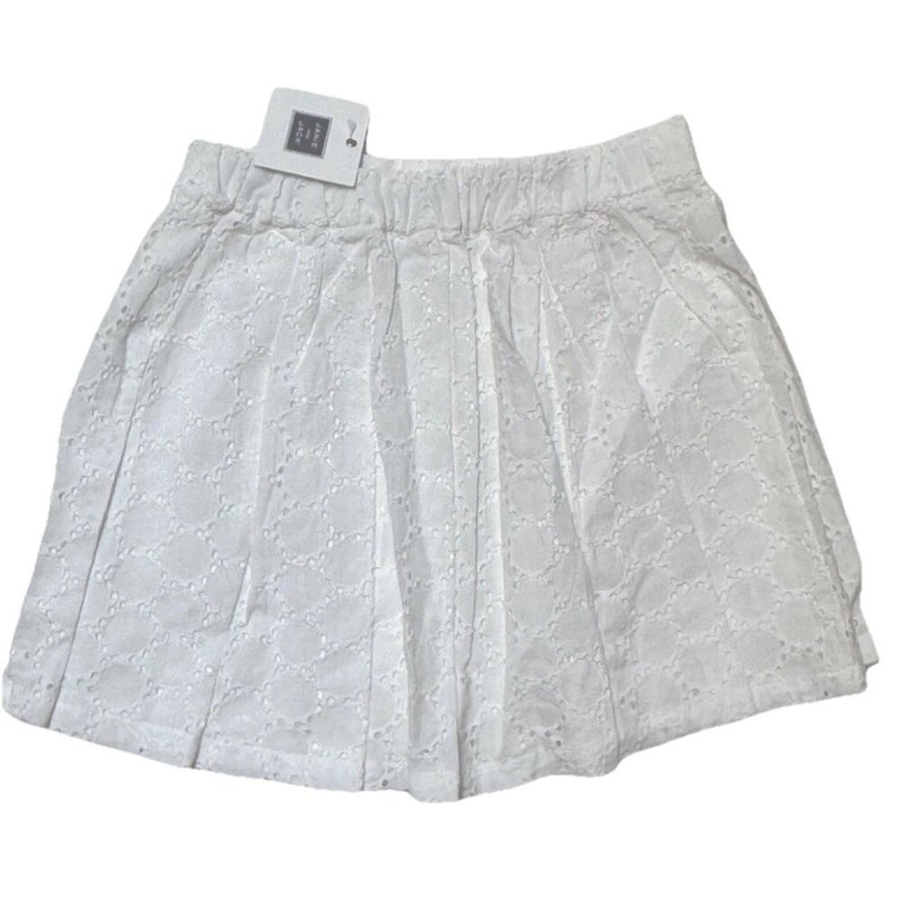 Janie and Jack Sz 5 Solid White Eyelet Lined Skirt Flared Cotton NWT $44